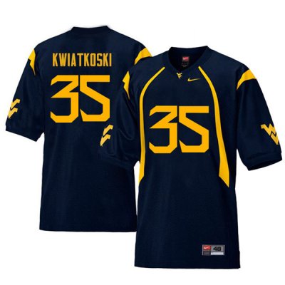 Men's West Virginia Mountaineers NCAA #35 Nick Kwiatkoski Navy Authentic Nike Retro Stitched College Football Jersey DG15O37DP